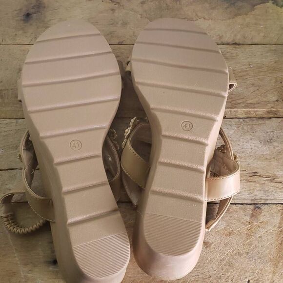 Shibever tan boho sandal wedge comfort slingback beach vacation - Picture 5 of 7